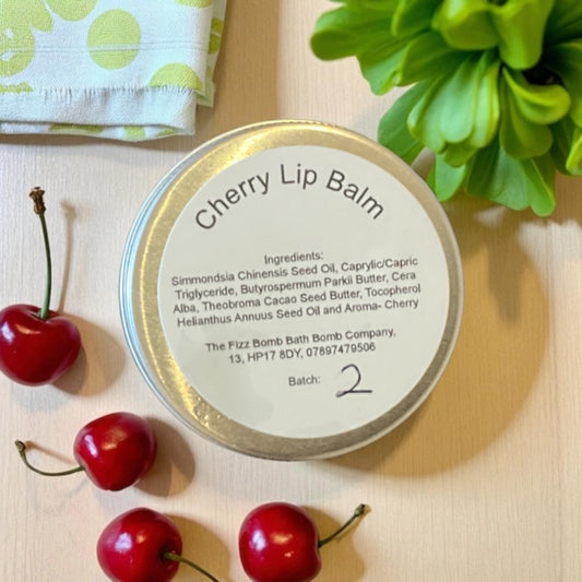 A cherry flavoured handmade lip balm
