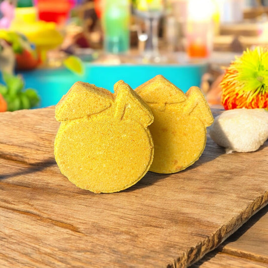 A coconut scented coconut drink shaped handmade Bath bomb