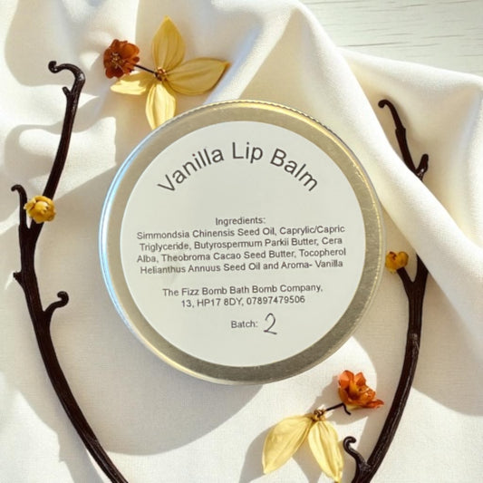 A handmade vanilla flavoured lip balm